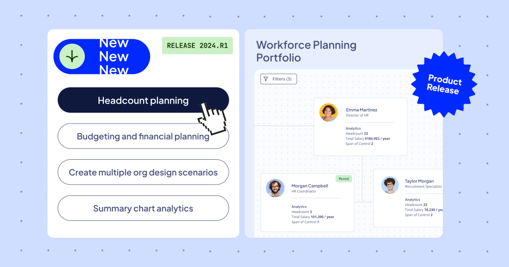 Do headcount planning and organizational design and see powerful org charts in one software portfolio