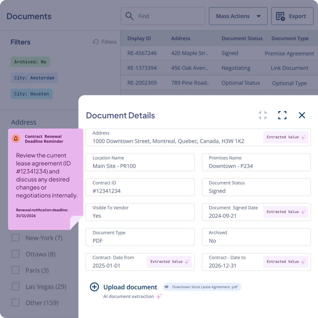 Utilize Nakisa AI abstraction, virtual library, and action center to centralize and automate your document and critical dates management.