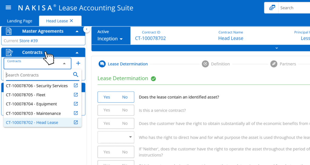 Multiple Contracts on Nakisa Lease Accounting Software. 