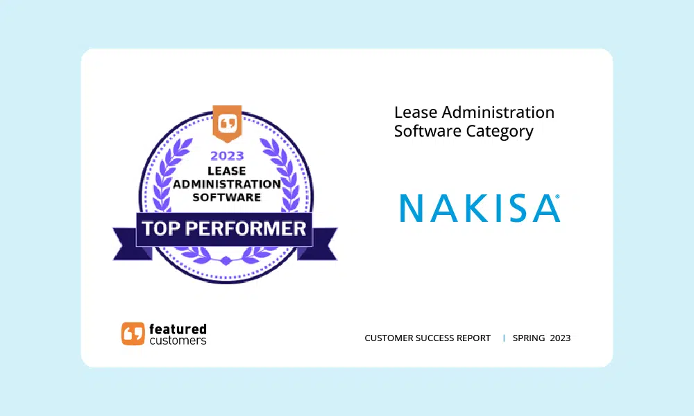 Nakisa Named Top Performer in the Lease Administration Software Category by FeaturedCustomers.Com for Year 2023 