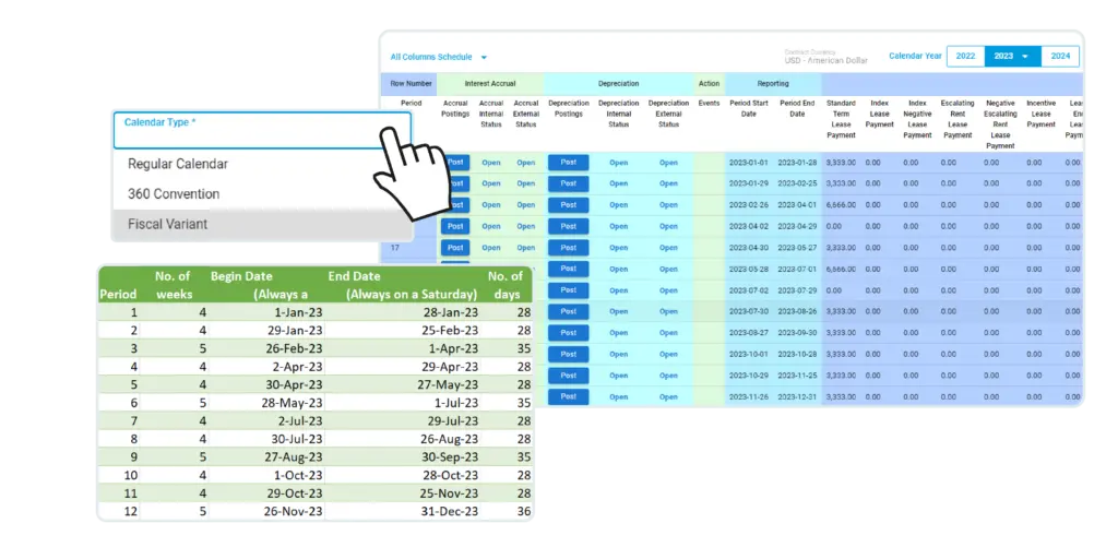 Nakisa's lease accounting software offers support for irregular calendars and creation of fiscal variants.
