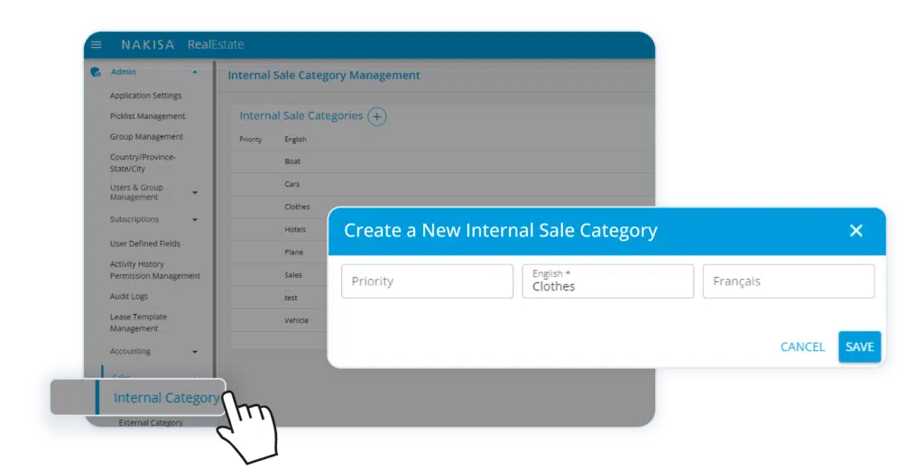 Calculate your percentage-based rent precisely by putting your sales into the right categories in Nakisa Real Estate software
