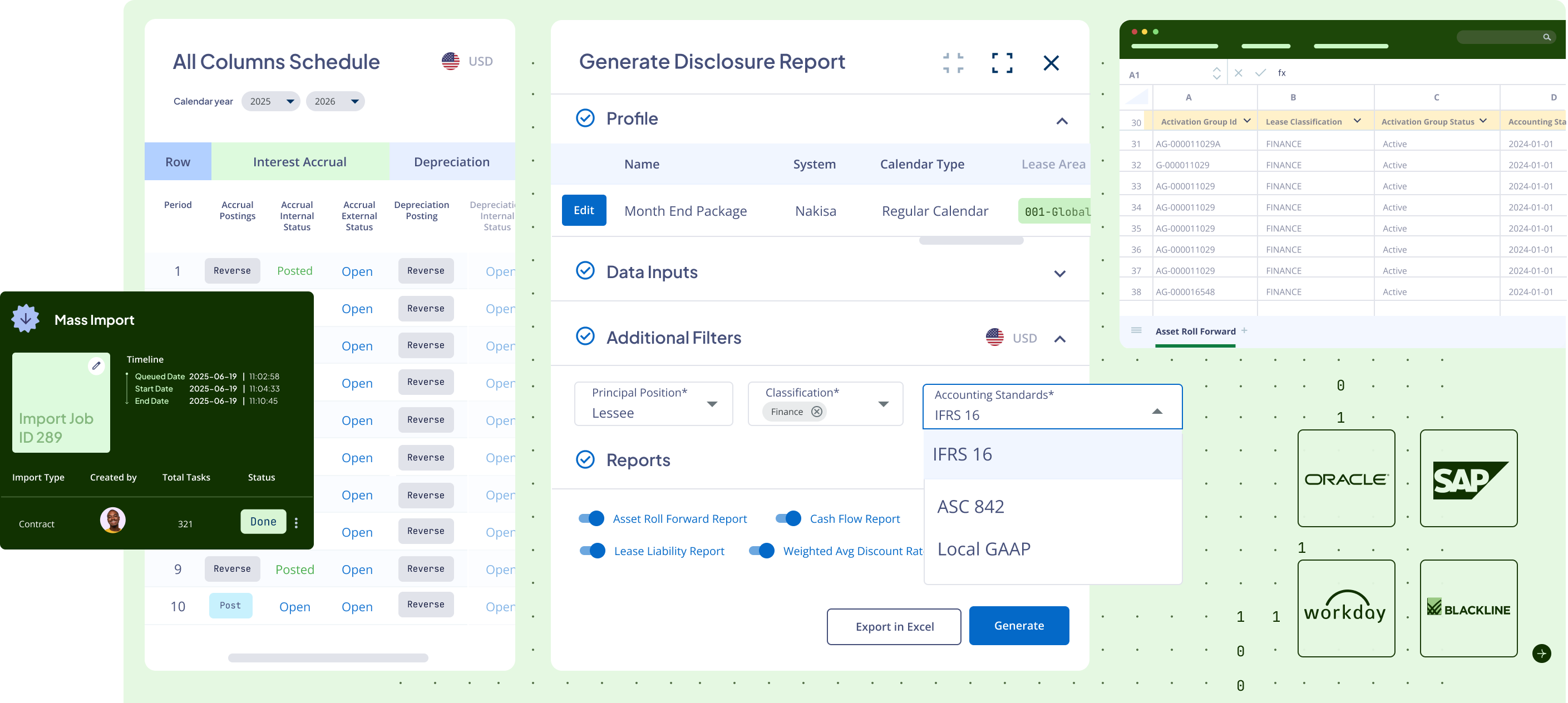 Nakisa Lease Accounting software centralizes and automates all aspects of lease accounting, ensuring compliance with IFRS, ASC, and GAAP for both lessees and lessors.