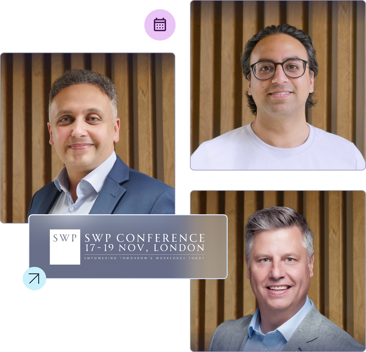 A banner announcing Nakisa's presence at SWP London 2025