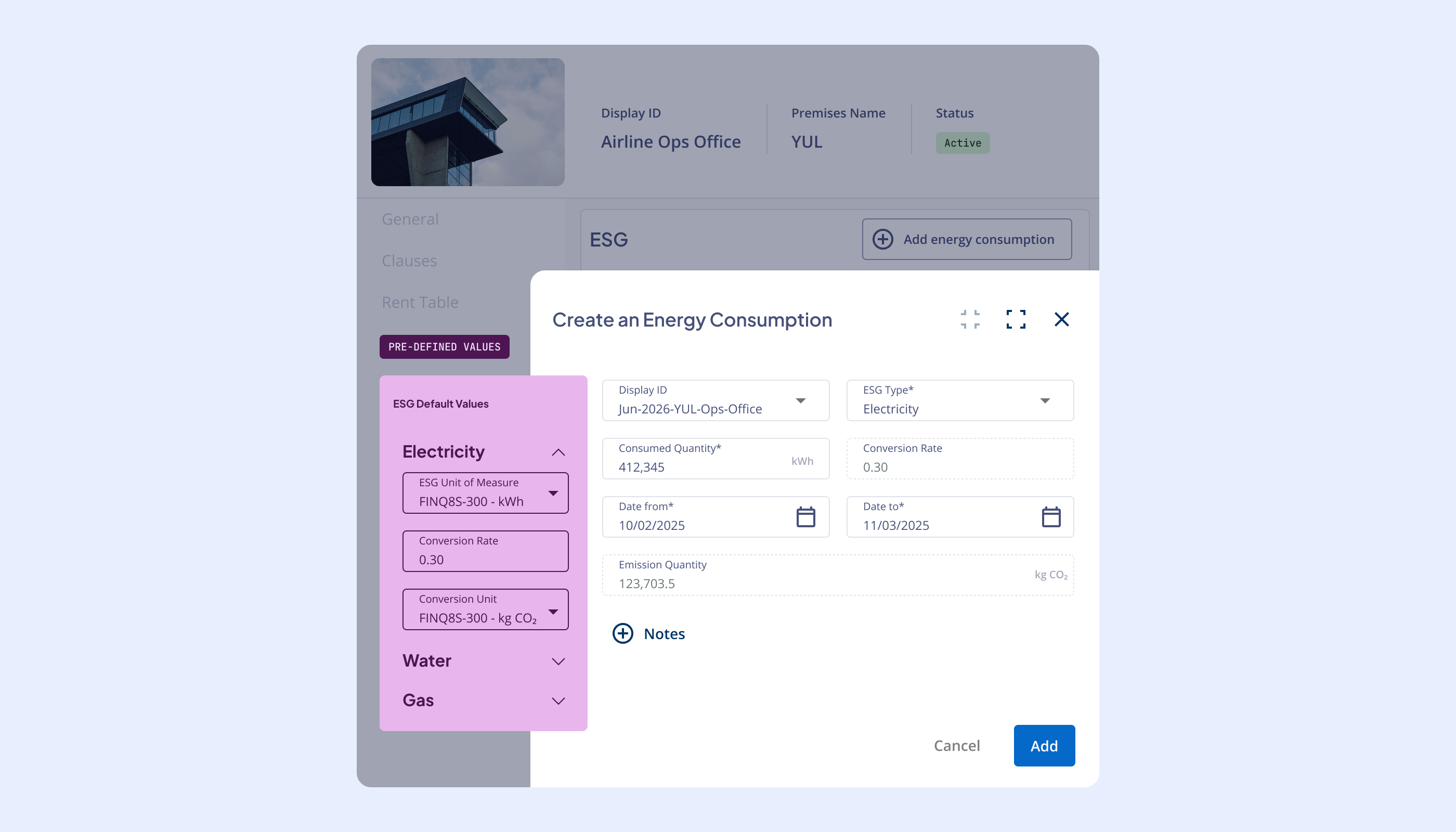 Nakisa IWMS tracks airline facility energy use and CO2 emissions, helping teams improve efficiency and meet ESG goals.