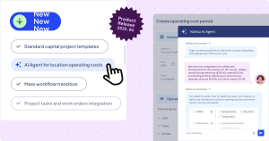 Overview of the Nakisa IWMS 2025.R4 release featuring AI Agents, operating cost automation, mass workflow transitions, and product integrations.
