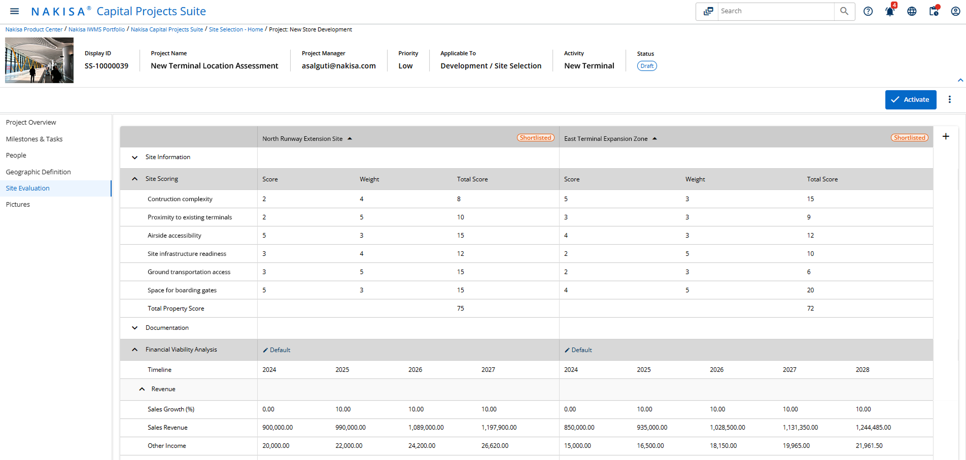 Optimize site selection and capital project decisions for the airline industry with Nakisa IWMS.